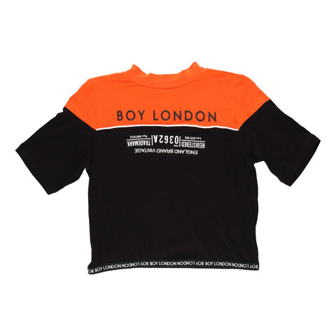 Playera Boy London Mujer Naranja Negro England Crop