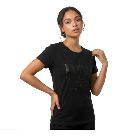 Playera Boy London Negra Para Mujer Logo Águila Negro