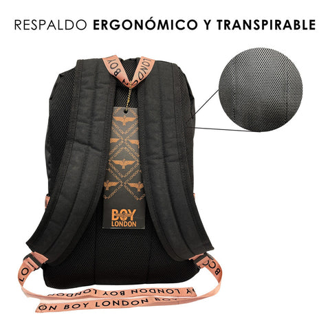 Mochila Juvenil De Moda Casual Escolar Negro Y Rosa Kawaii Boy London Diseño De La Tela Lisa