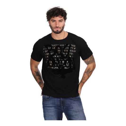 Playera Negra Estampado Terciopelo Estilo Grafiti Boy London