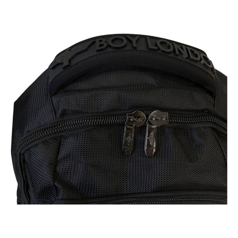 Mochila Escolar Backpack Negra Gran Capacidad Cierres Reforzados Boy London Color Negro Diseño De La Tela Lisa