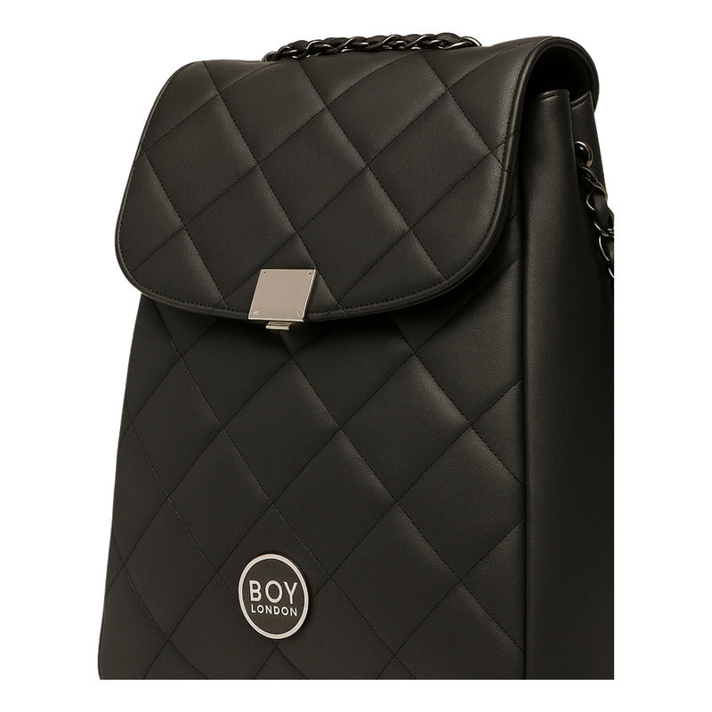 Mochila Casual Negra Para Mujer Dama Vinipiel Juvenil Boy London Color Negro Vinipiel Diseño De La Tela Cuadros