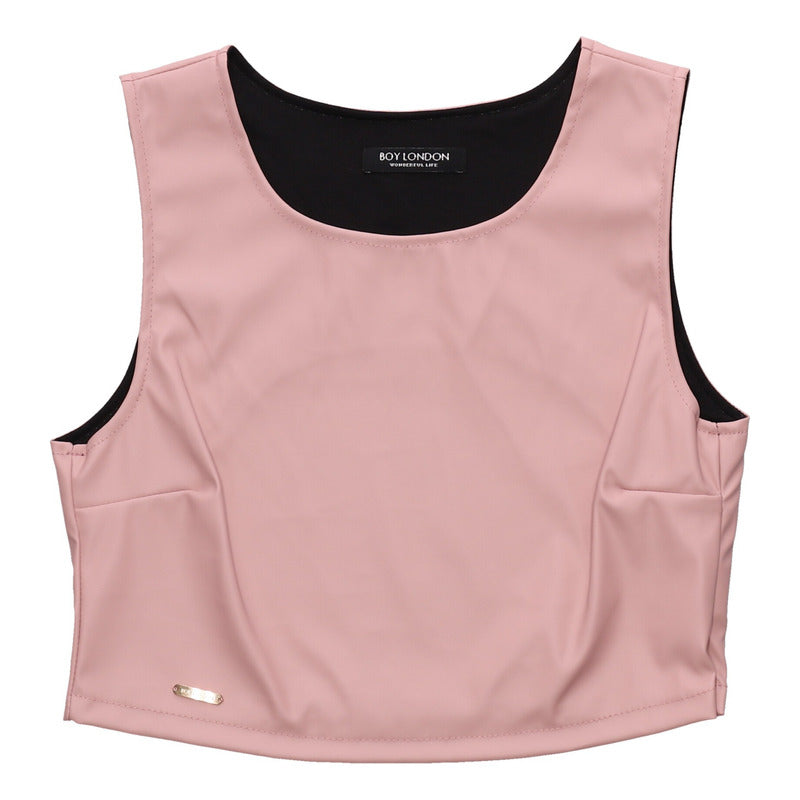 Blusa Crop Top Rosa Vinipiel Ombliguero De Dama Boy London