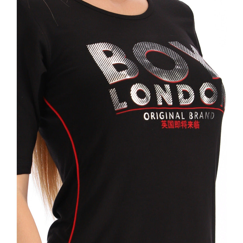 Playera De Mujer Letras Plateadas Original Brand Boy London