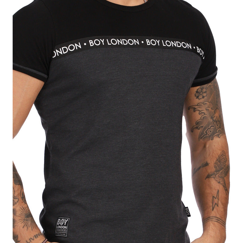 Playera Hombre Gris Estampado Original Brand Boy London