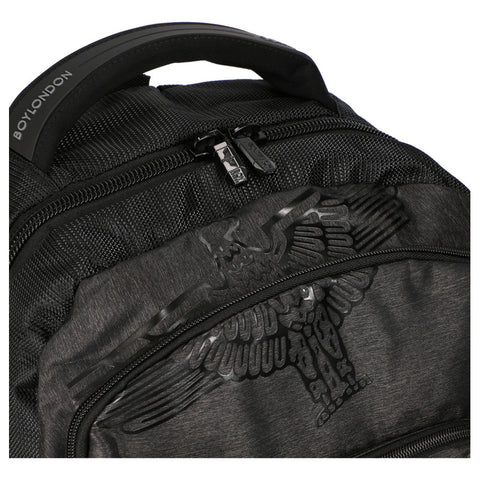 Backpack Mochila Reforzada Casual Escolar Boy London Color Negro Diseño De La Tela Liso