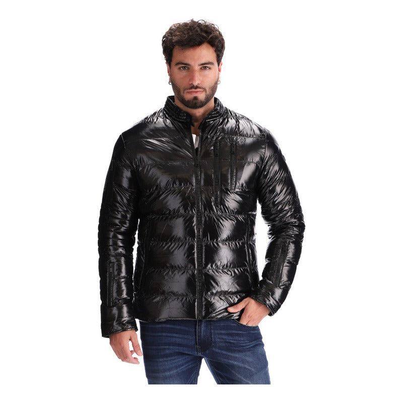 Chamarra Hombre Capitonada Brillante De 7 Cierres Boy London