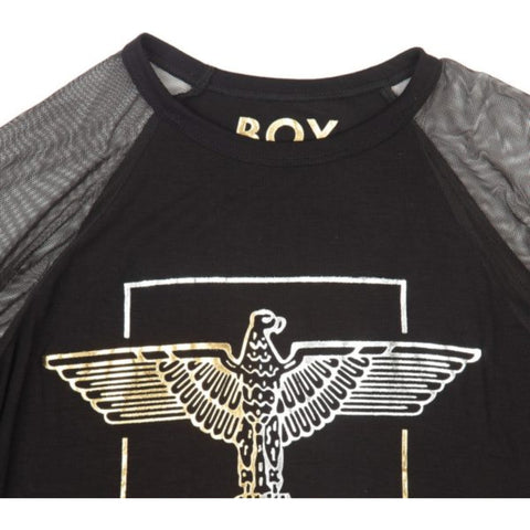 Blusa Boy London Mujer Negra Mesh Dorado Walking Strong