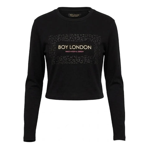 Playera Crop Top Boy London Negra Manga Larga Mujer Negro