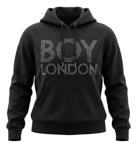 Sudadera Negra de mujer Boy London Logo Pedrería