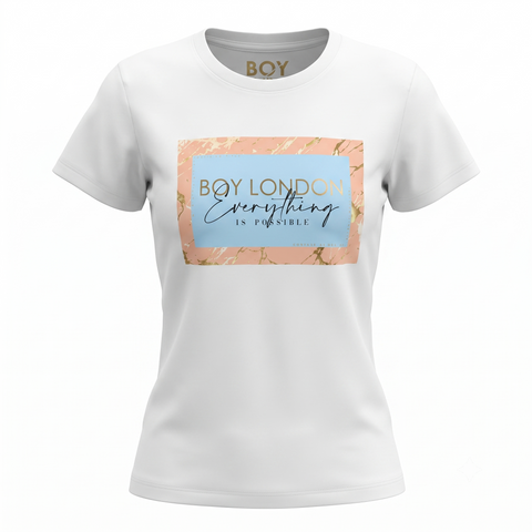 Playera Blanca de Mujer Boy London Everything Is Possible