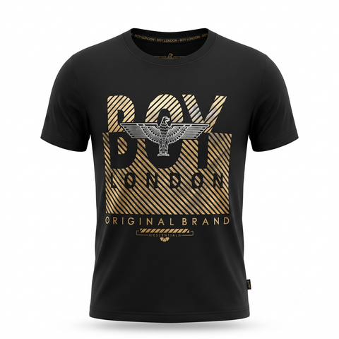 Playera Negra De Manga Corta Hombre Estampado Oro Boy London