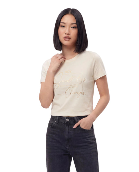Playera Boy London Mujer Crema Small Steps Foil Oro