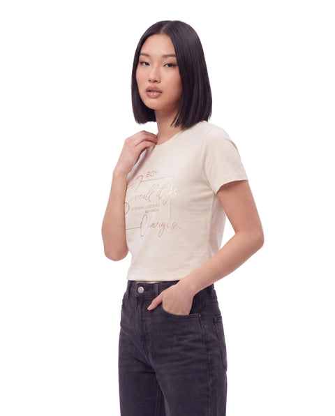 Playera Boy London Mujer Crema Small Steps Foil Oro