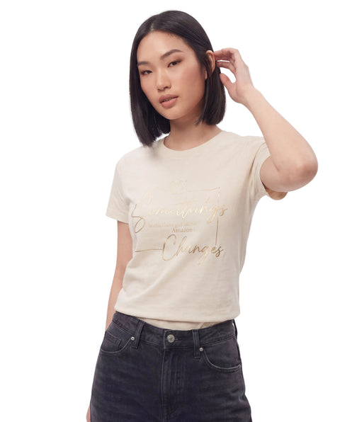 Playera Boy London Mujer Crema Small Steps Foil Oro