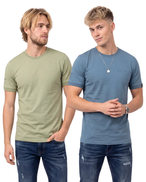 2 Pack Set Playera Hombre Cuello Redondo Boy London Verde Claro Azul Turquesa