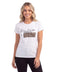 Playera Boy London Mujer Blanca Cursiva Animal Print Foil