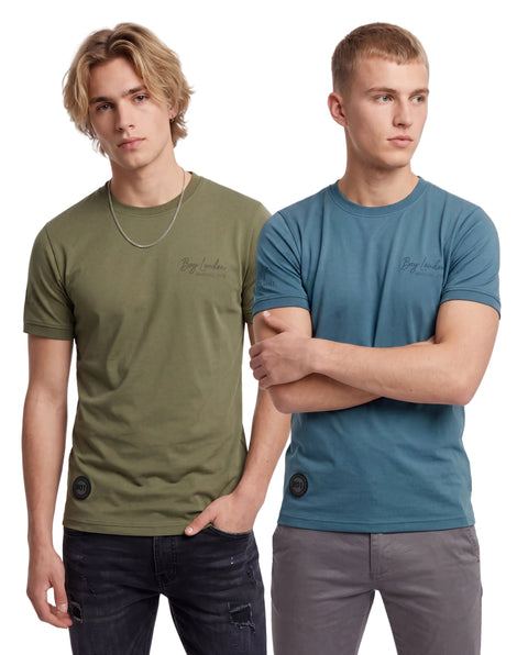 2 Pack Playeras Boy London Hombre Verde Oliva Azul