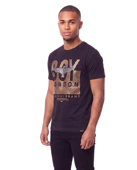 Playera Negra De Manga Corta Hombre Estampado Oro Boy London