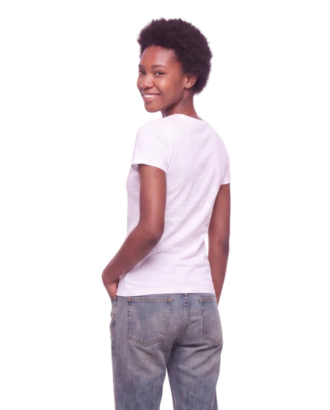 Playera Blanca de Mujer Boy London Letras Glitter