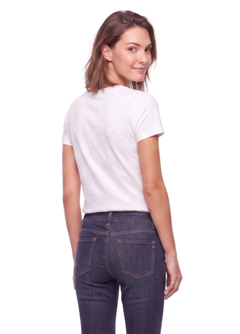 Playera Blanca de Mujer Boy London Corazón Foil Rosa