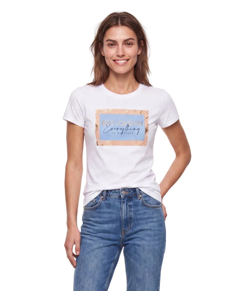 Playera Blanca de Mujer Boy London Everything Is Possible