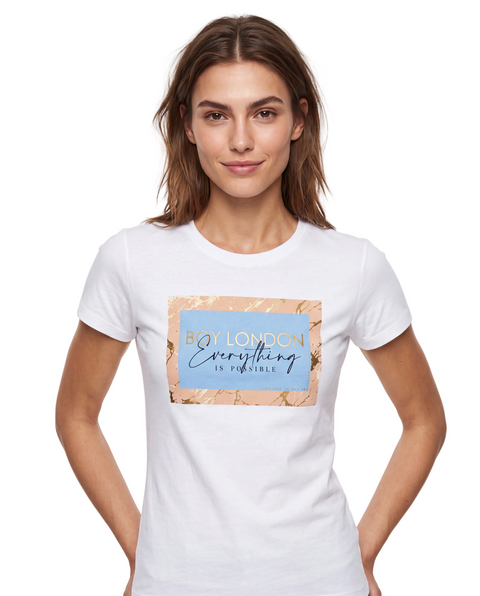 Playera Blanca de Mujer Boy London Everything Is Possible