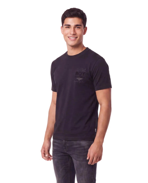 Playera Negra Hombre Boy London Logo Tono Sobre Tono