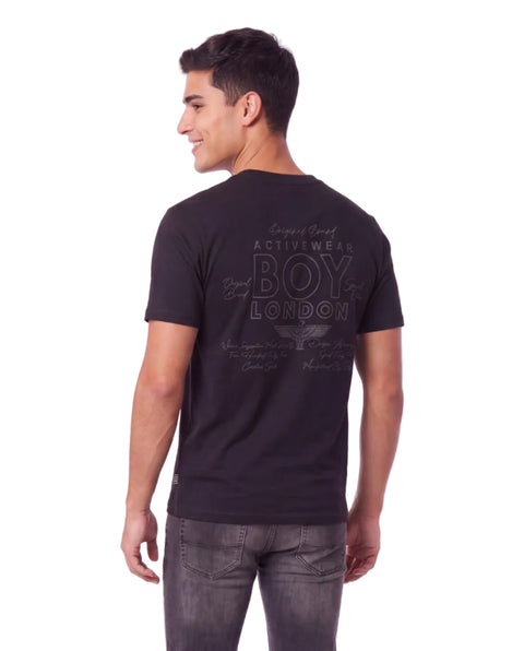 Playera Negra Hombre Boy London Logo Tono Sobre Tono