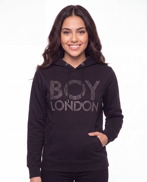 Sudadera Negra de mujer Boy London Logo Pedrería