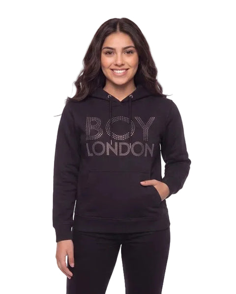 Sudadera Negra de mujer Boy London Logo Pedrería