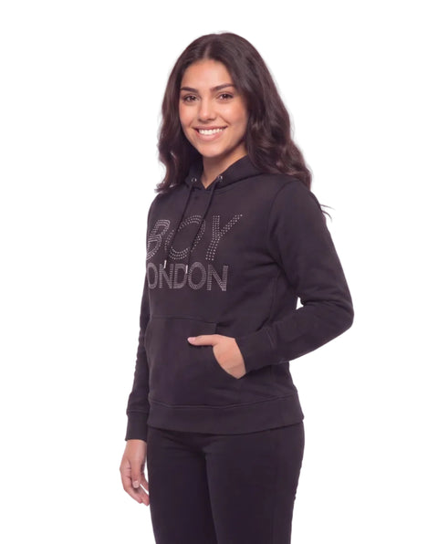 Sudadera Negra de mujer Boy London Logo Pedrería