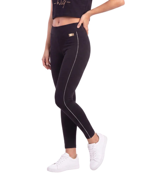 Leggins Boy London Mujer Negros Placa Dorada Placa
