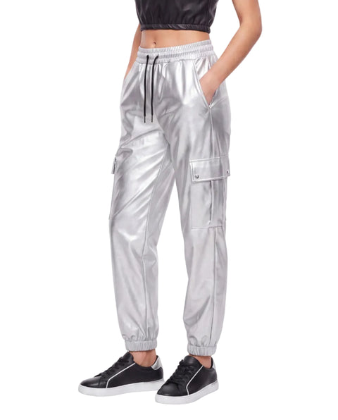 Jogger Cargo Boy London Mujer Plateado Metálico