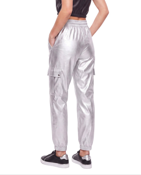 Jogger Cargo Boy London Mujer Plateado Metálico