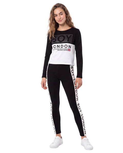 Pants Deportivo Ajustado Negro Mujer Letras Boy London