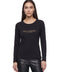 Playera Boy London Mujer Negra Manga Larga Pedrería Foil Dorado