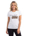 Playera Boy London Mujer Blanca Cursiva Animal Print Foil