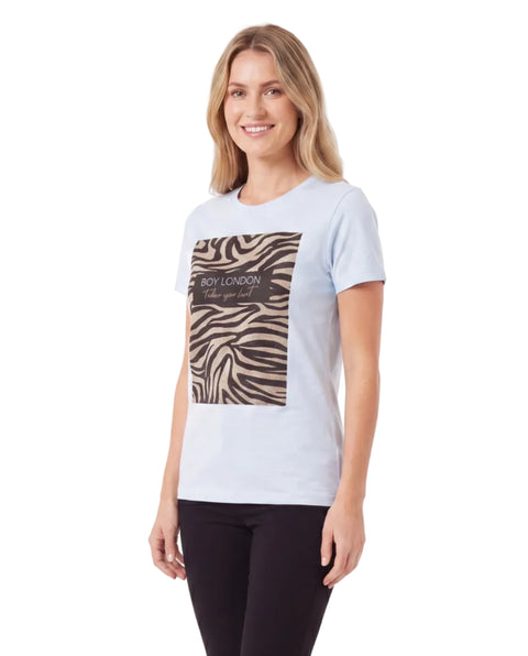 Playera Boy London Mujer Blanca Cebra Follow Your Heart
