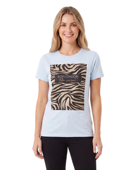 Playera Boy London Mujer Blanca Cebra Follow Your Heart