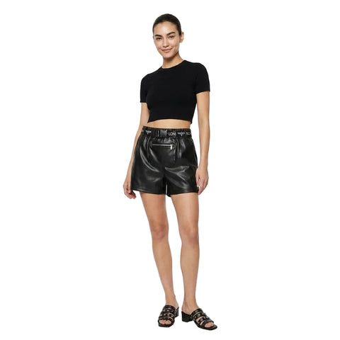 Short Boy London Mujer Vinipiel Negro Cinturón Bolsillo Zipper