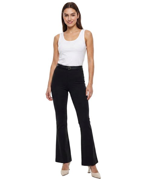 leggins Flare Boy London Mujer Negro Cinturón Cintura Alta