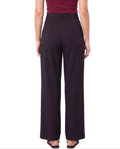 Pantalón Wide Leg Boy London Mujer Negro Cinturón