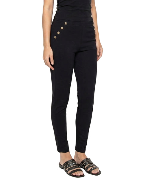 Pantalón Skinny Boy London de Mujer Negro Botones Dorados Náutico