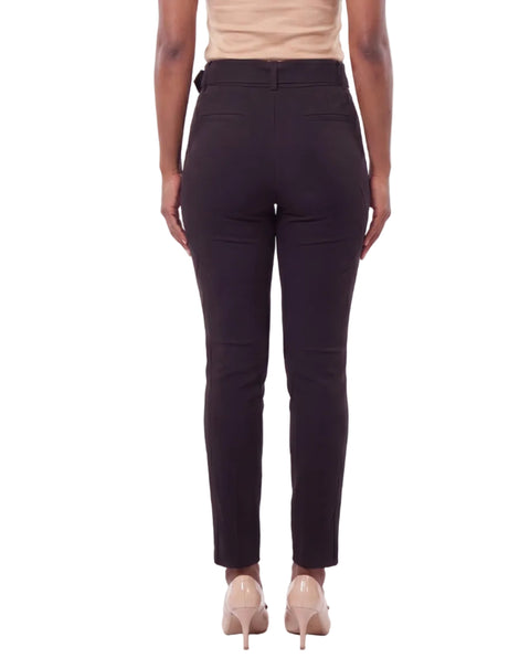 Pantalón Skinny Boy London Mujer Negro Cinturón Hebilla Dorada