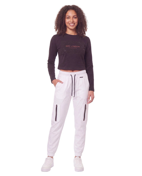 Pantalón Jogger Vinipiel Blanco Mujer Juvenil Boy London