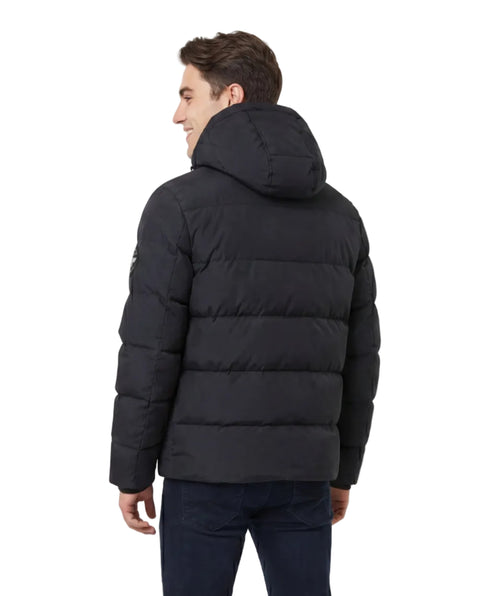 Chamarra Puffer Boy London Hombre Negra Capucha Nylon Técnico