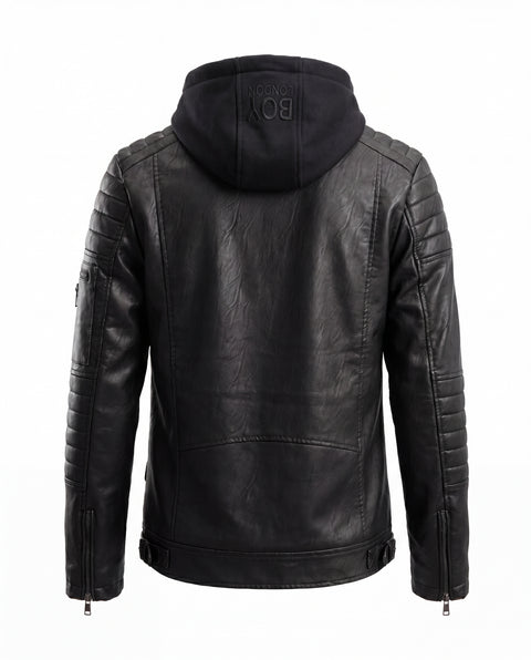 Chamarra Biker Urban Negra con Capucha