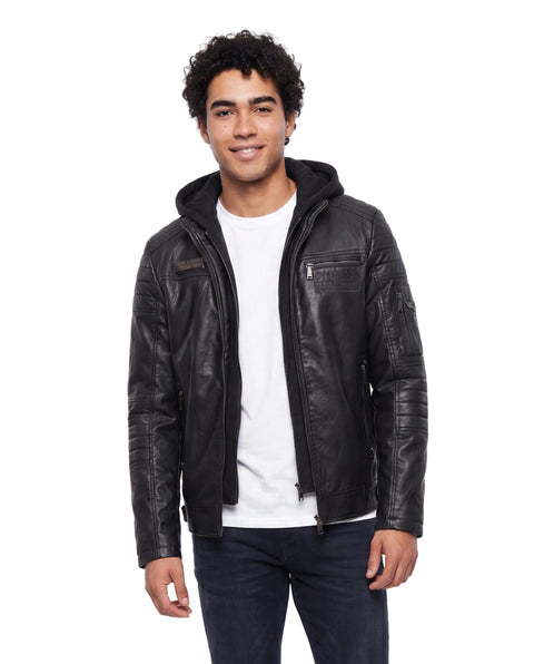 Chamarra Biker Urban Negra con Capucha