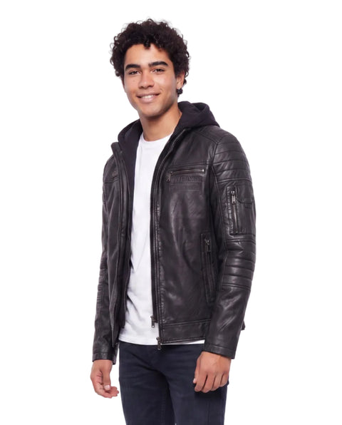 Chamarra Biker Urban Negra con Capucha